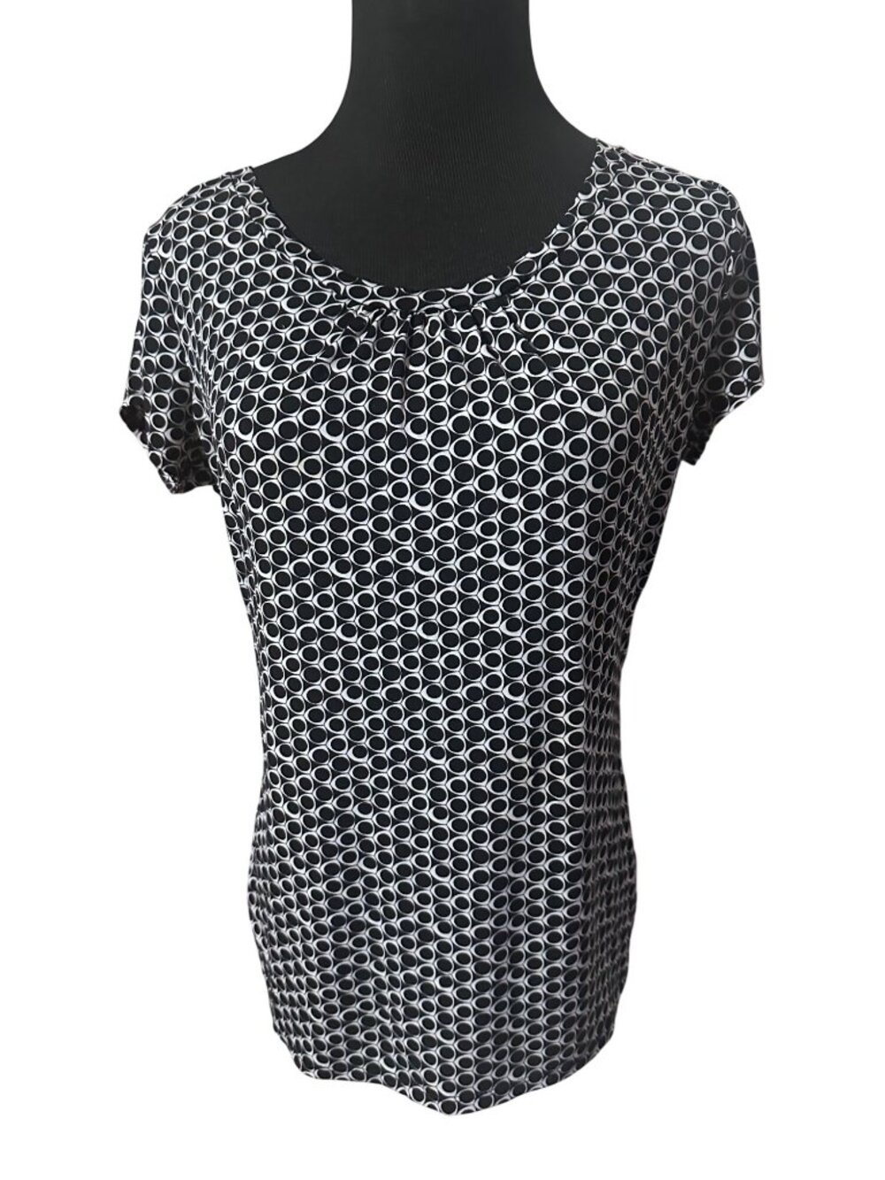 Worthington black and white geometric print blouse size S